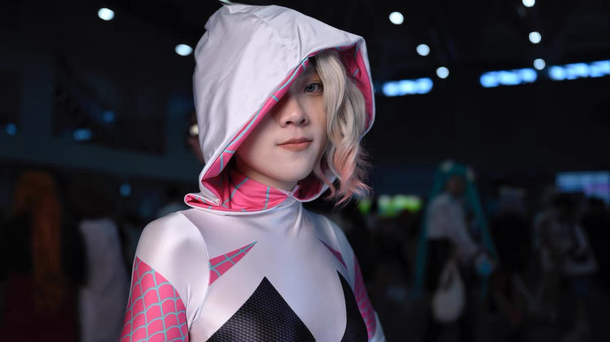 Spider-Gwen Cosplay Bodysuit | Ghost-Spider Hooded Zentai Suit
