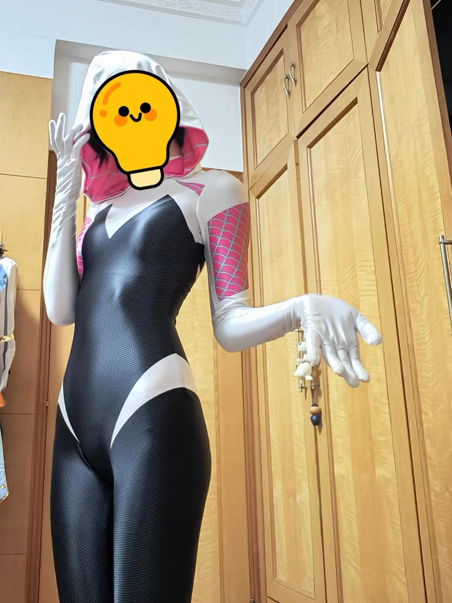 Spider-Gwen Cosplay Bodysuit | Ghost-Spider Hooded Zentai Suit