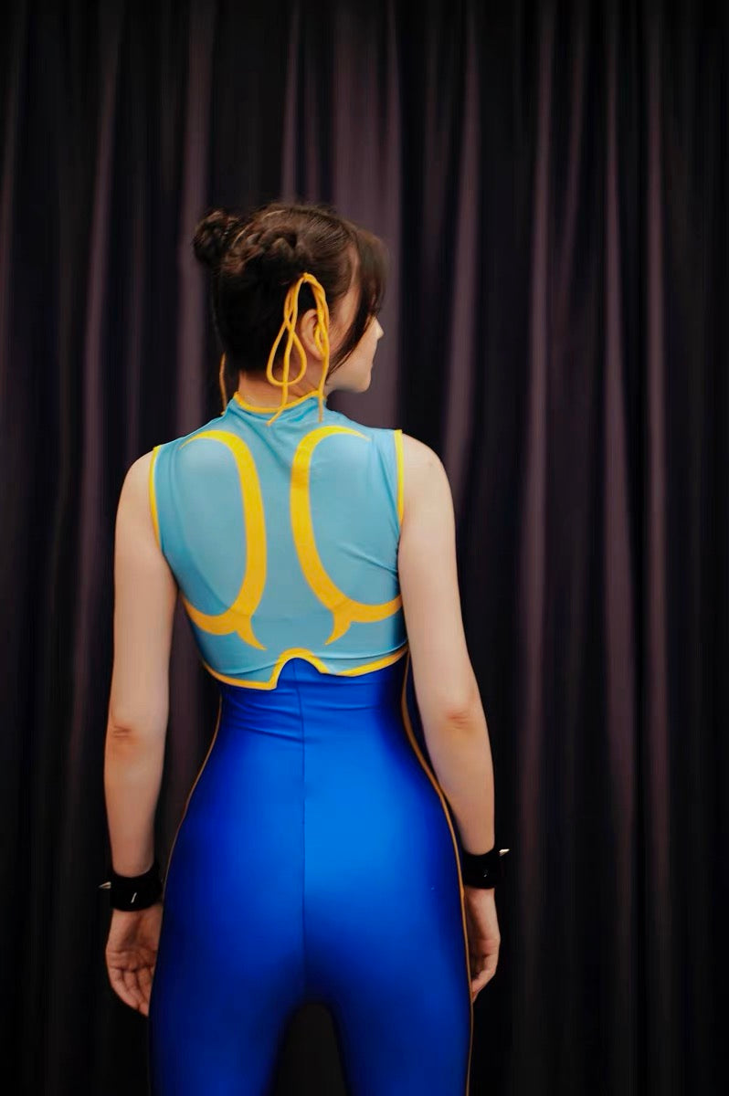 Chun Li Spandex Cosplay Costume Halloween Party Bodysuit