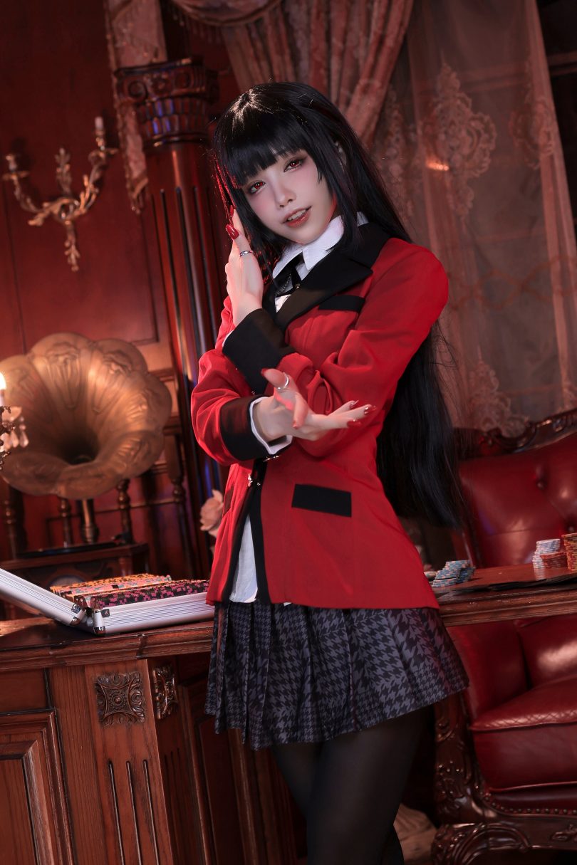 Anime kakegurui Yumeko Inspired Cosplay Halloween Costume Set + Wig