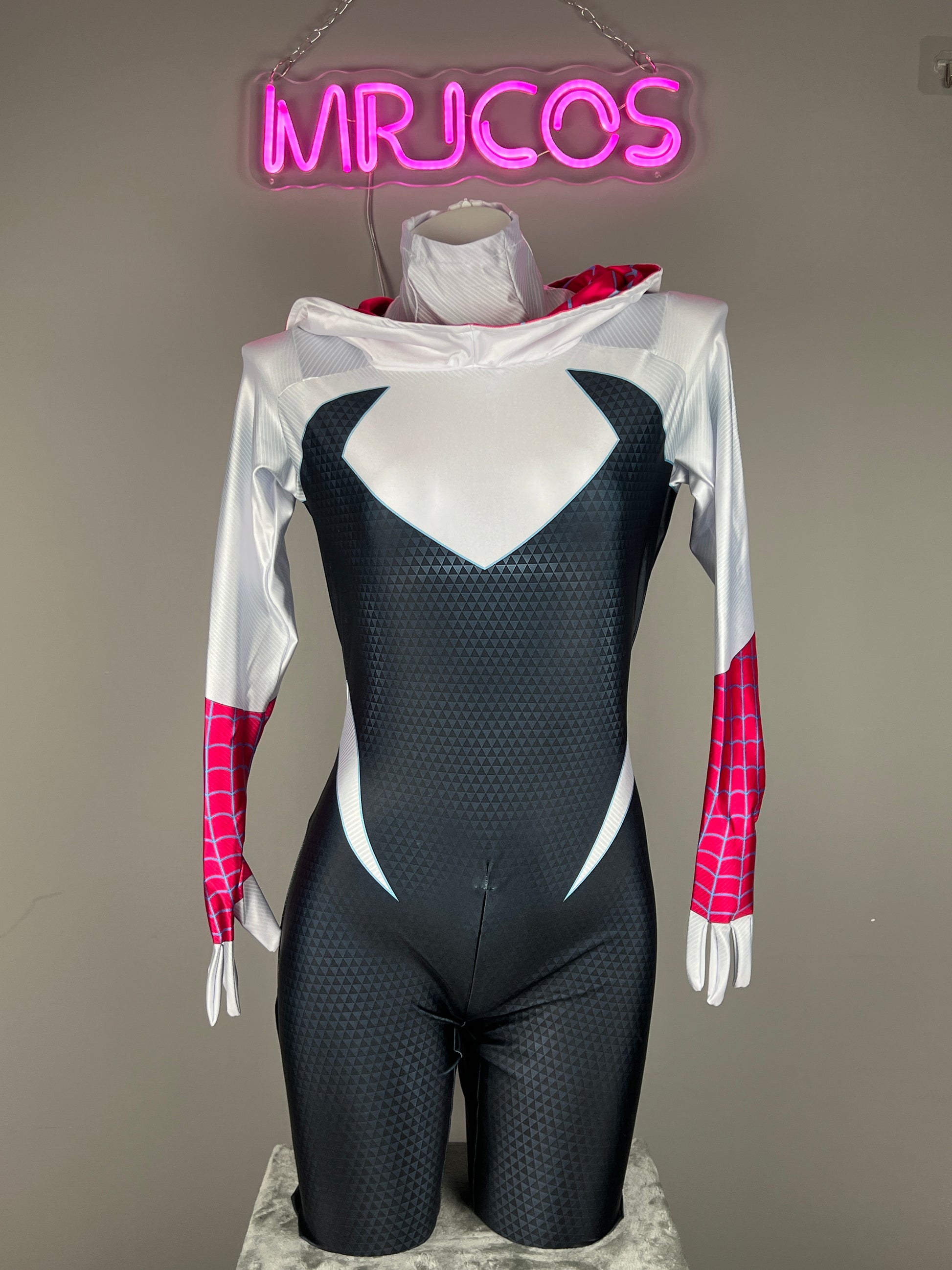 Size Customizable Super Hero Spider Woman Gwen Stacy Inspired Suit Cosplay Halloween Costume Unitard - MRJCOS