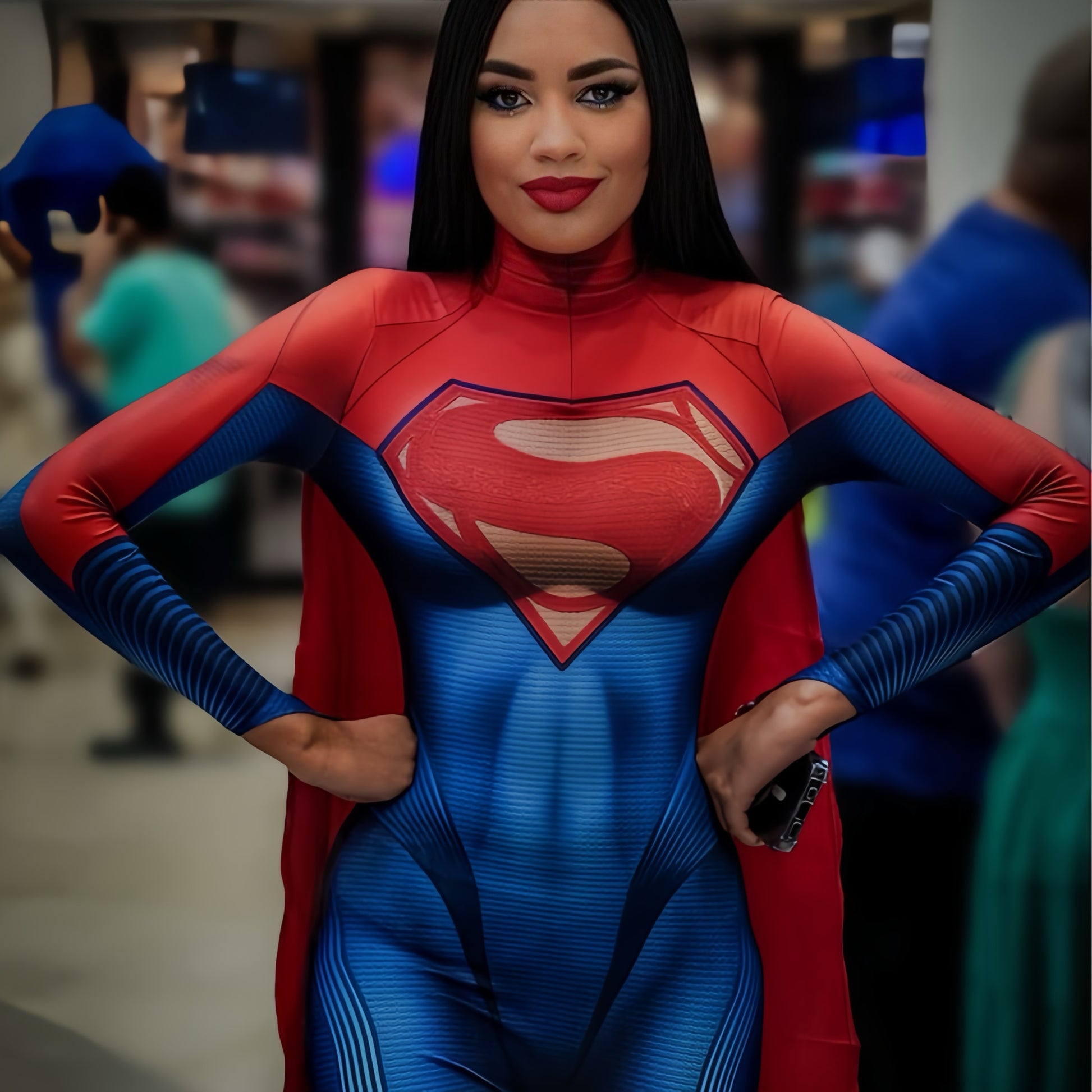 Superwoman Super Girl Cosplay Full Bodysuit Halloween Costume Zentai