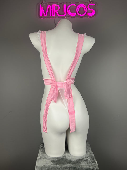 Sexy Maid Sheer Halter Bodysuit Lingerie Set with Headband