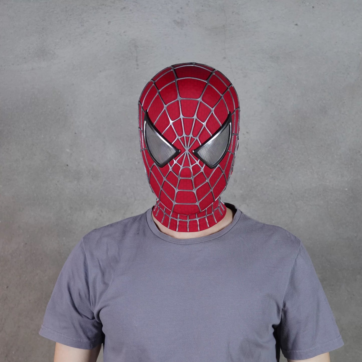 Hand-made Spiderman Tobey Inspired Cosplay Mask with 3D Printed Faceshell