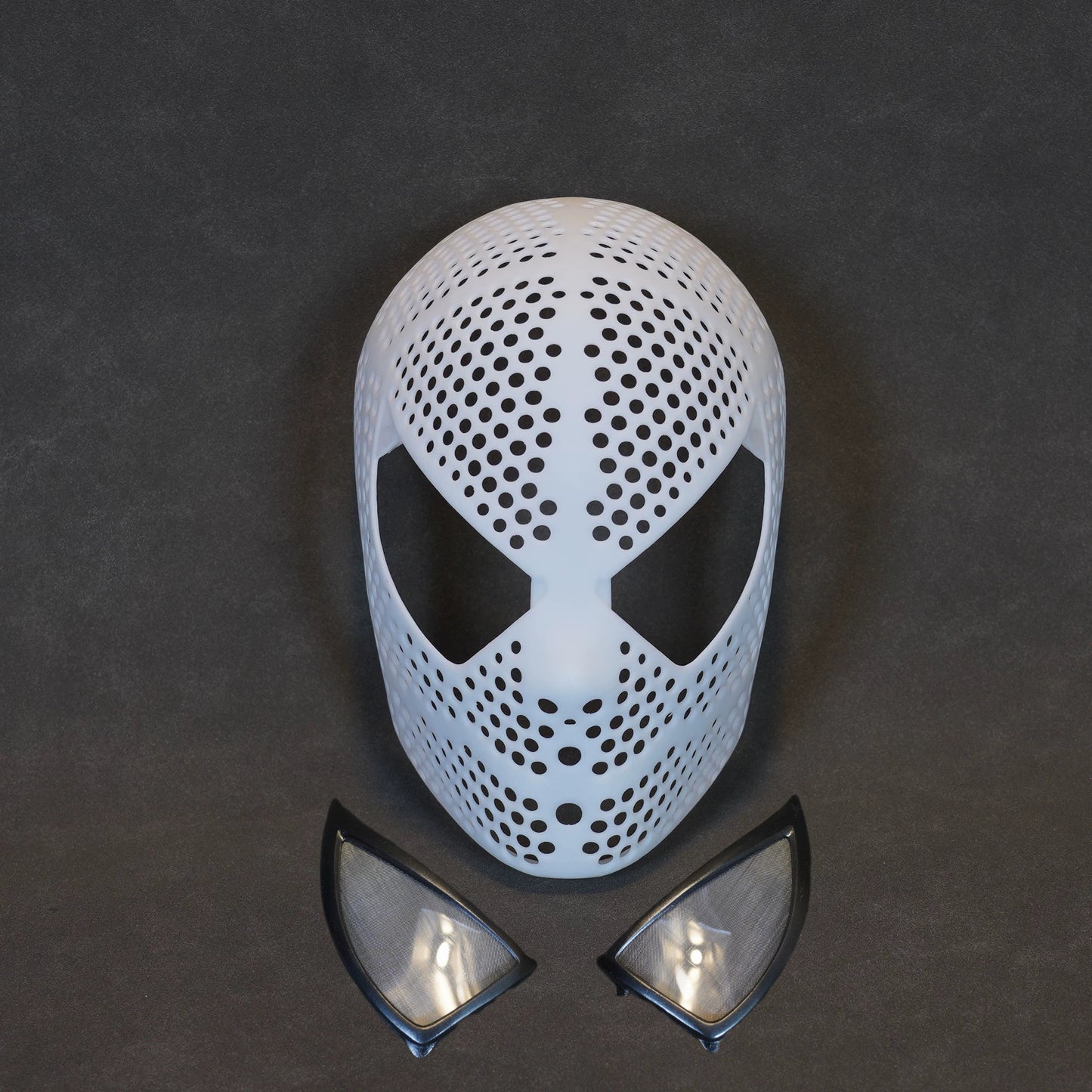 Hand-made Spiderman Tobey Inspired Cosplay Mask with 3D Printed Faceshell