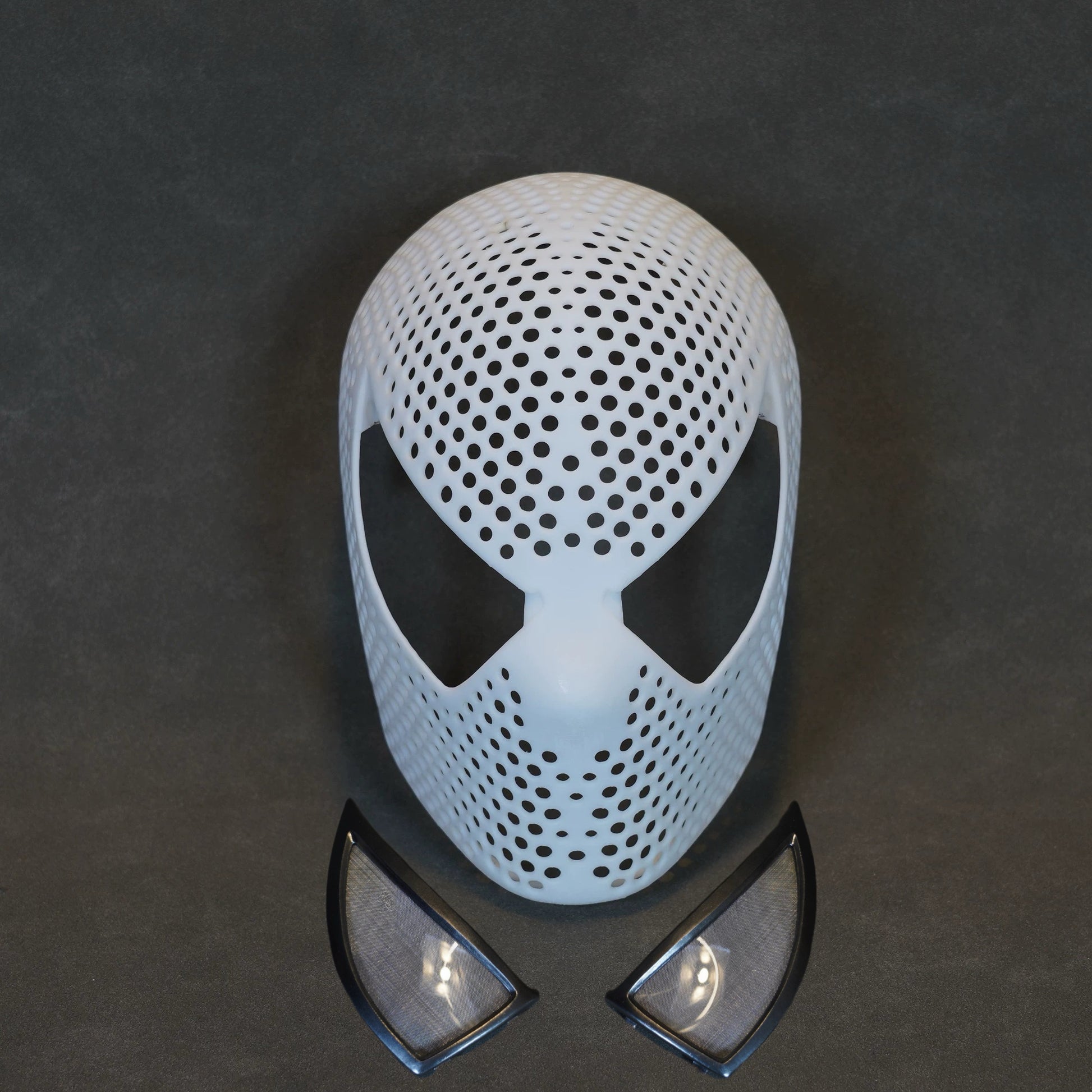 Hand-made Spiderman Tobey Inspired Cosplay Mask with 3D Printed Faceshell