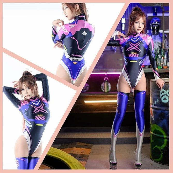 Cyberpunk Anime Spandex Swimwear Racing Suit Wet Suit  Race Queen Costume