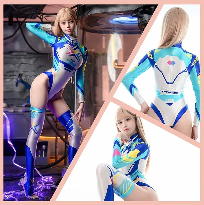 Cyberpunk Anime Spandex Swimwear Racing Suit Wet Suit  Race Queen Costume