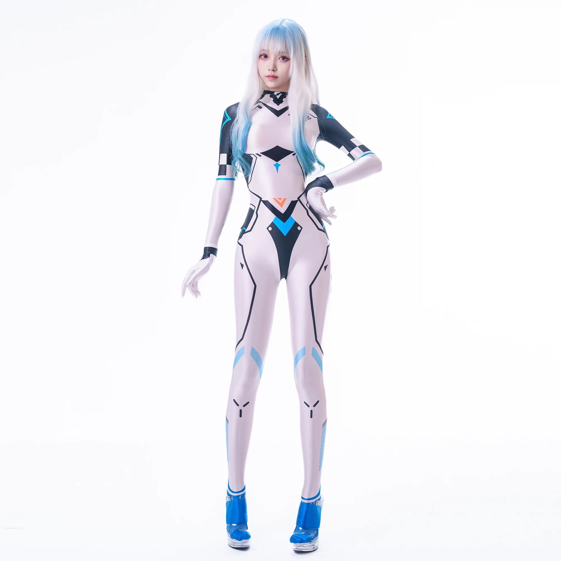 Cyberpunk Sci-Fi Spandex Swimwear Cosplay Bodysuit Race Queen Costume Zentai