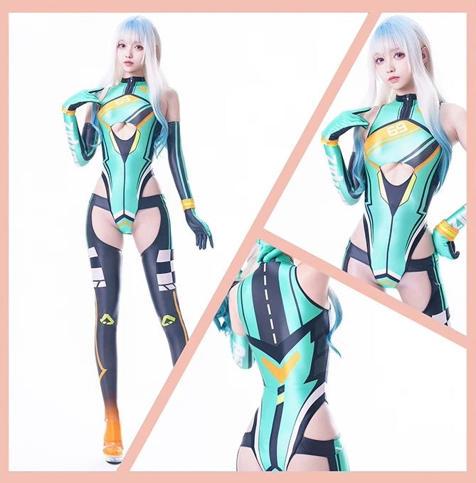 Cyberpunk Anime Spandex Swimwear Racing Suit Wet Suit Race Queen Costume