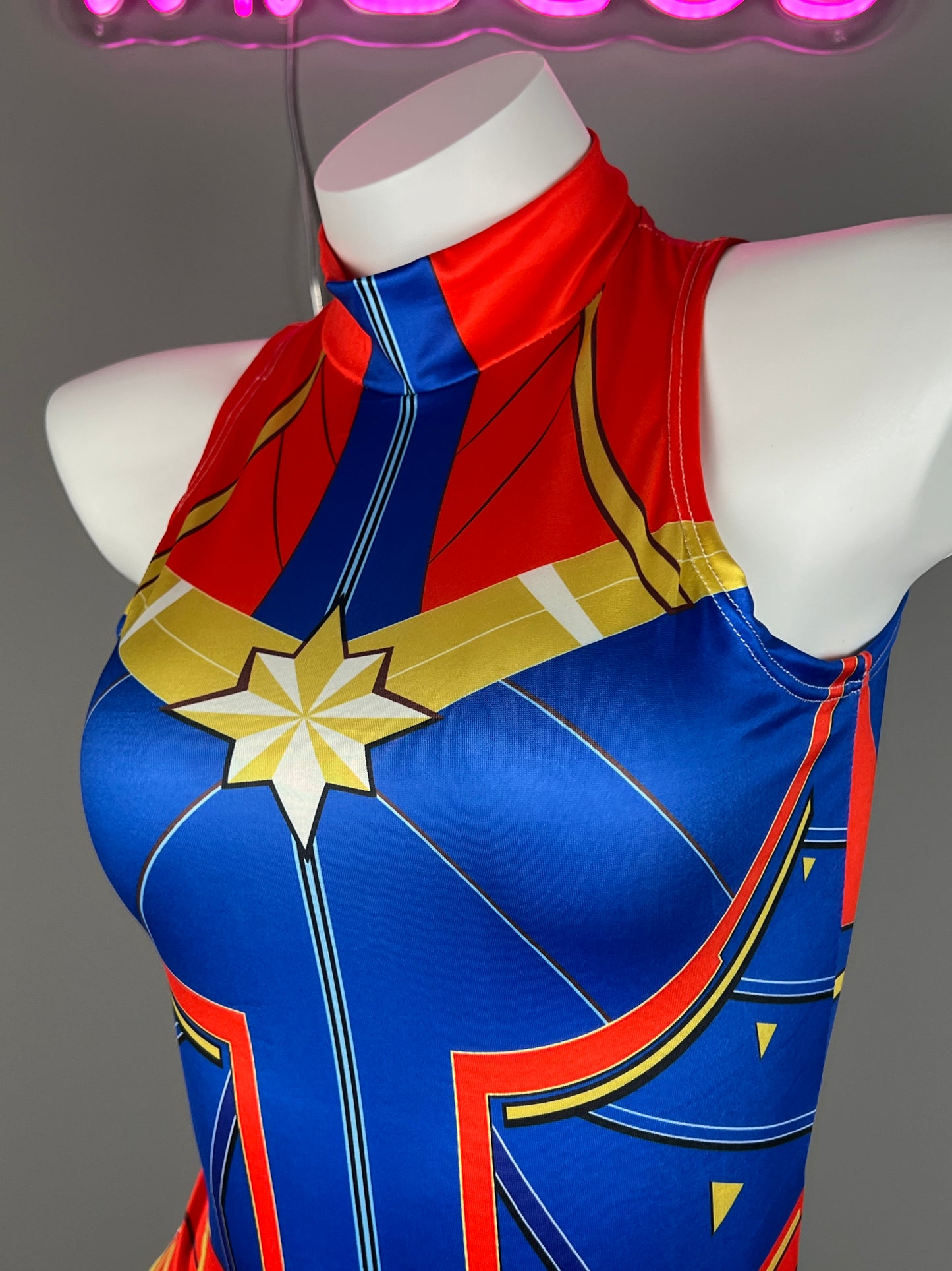 Super Hero Crotchless Cosplay BodySuit Lingerie Costume