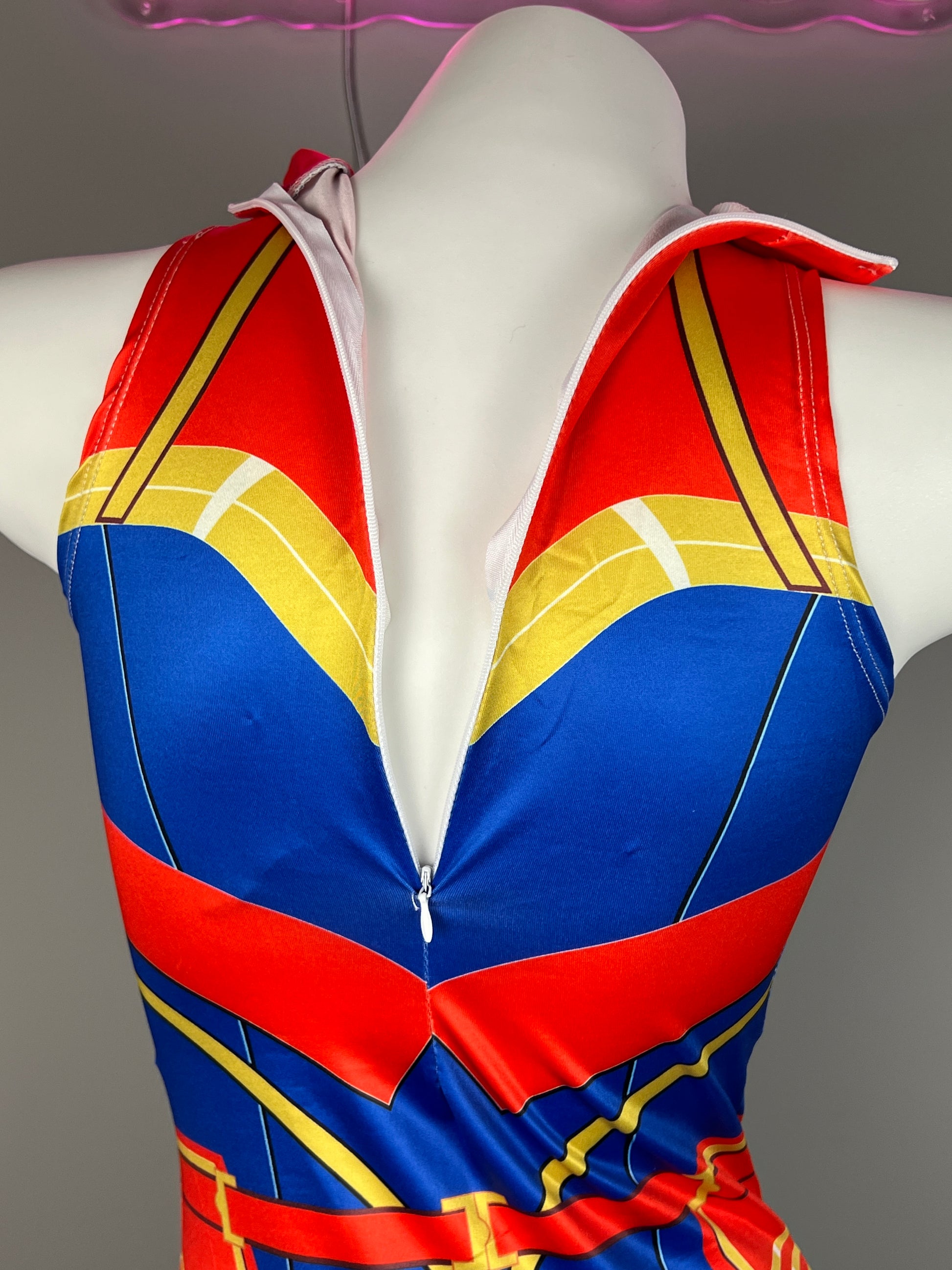 Super Hero Crotchless Cosplay BodySuit Lingerie Costume