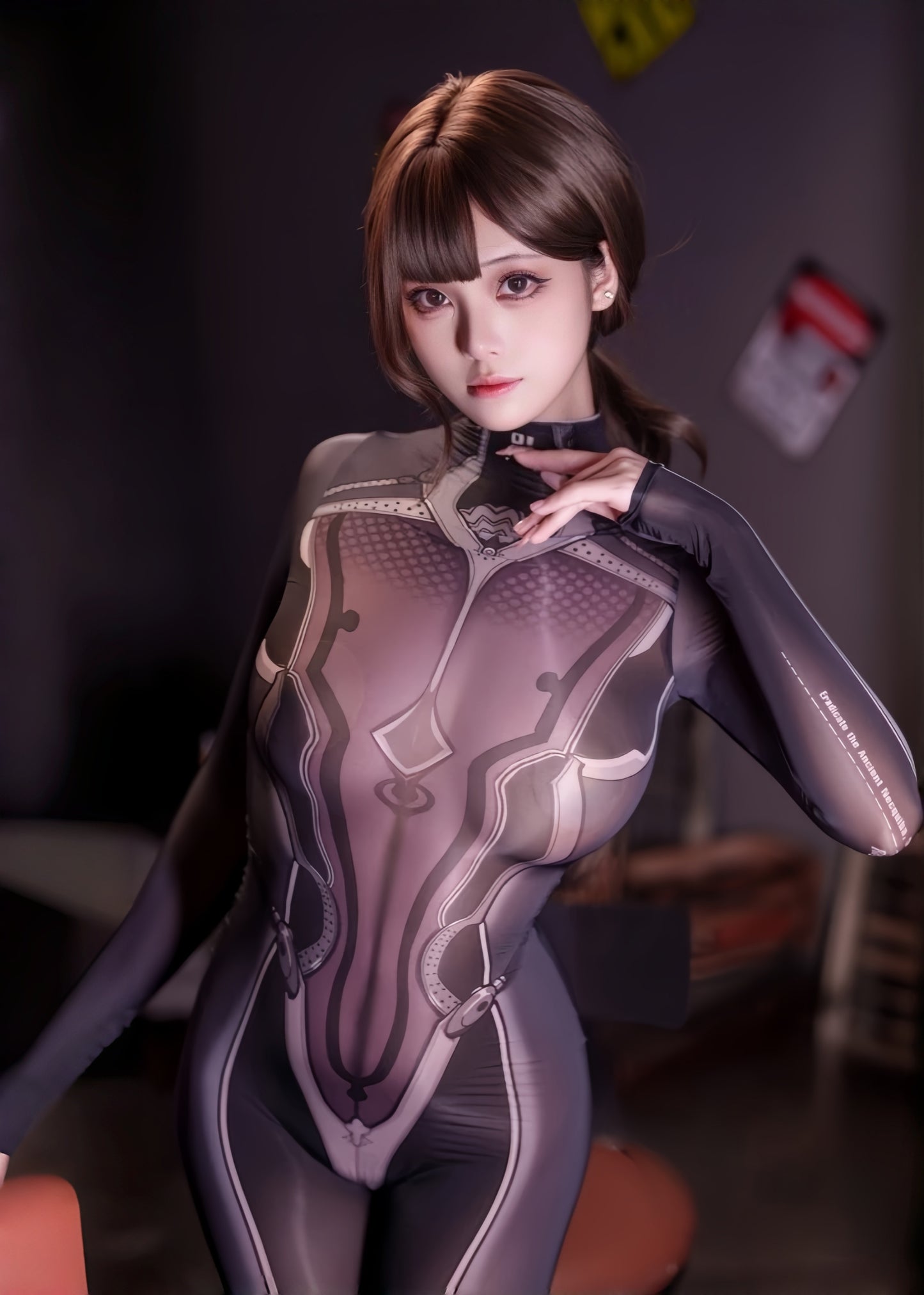 Anime Style Super Hero Eve Sheer 10D Nylon Full Bodysuit Body Stocking Lingerie