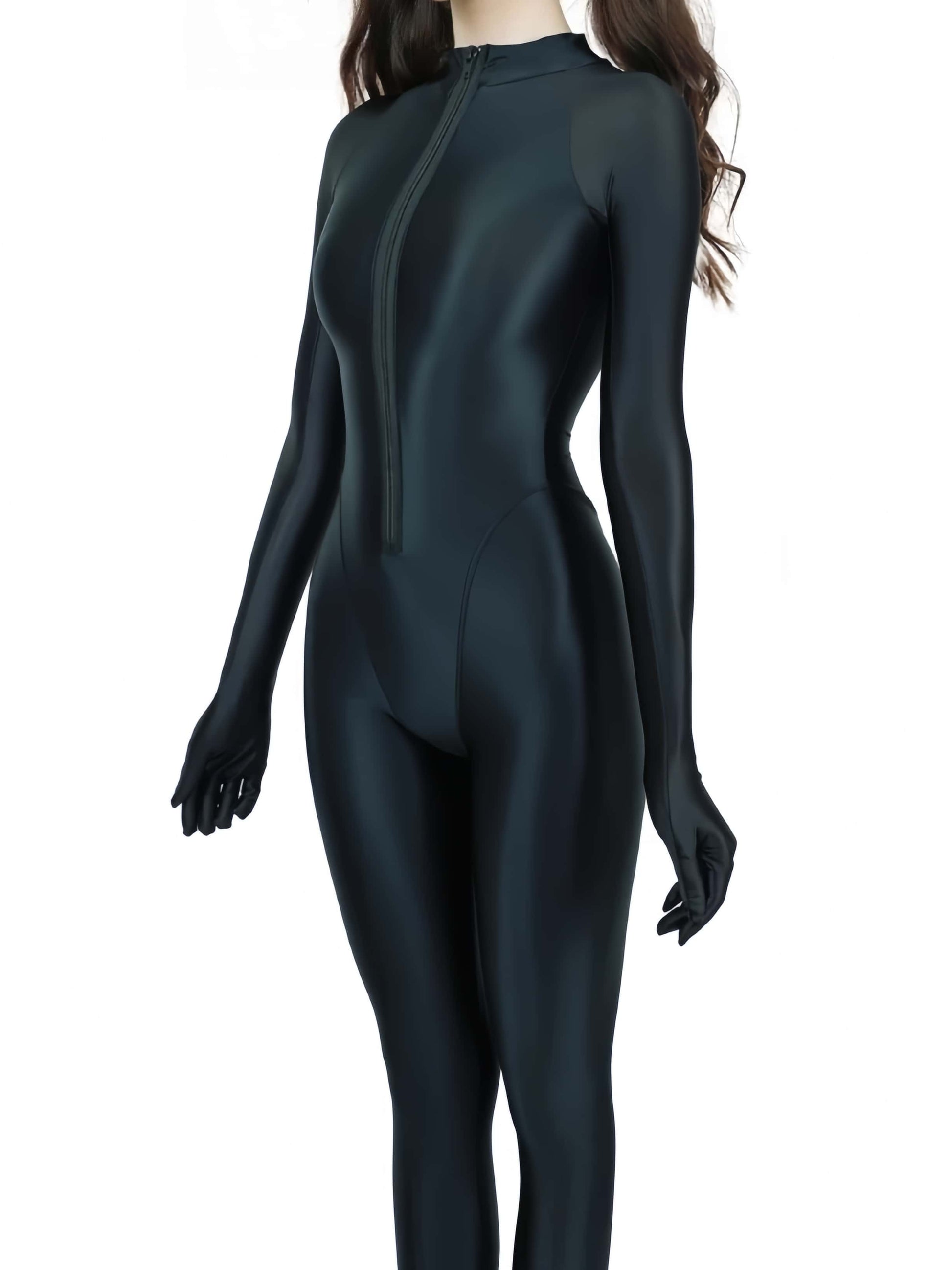 Premium High-Gloss Zentai Performance Suit – Full Coverage with Crotch Zipper