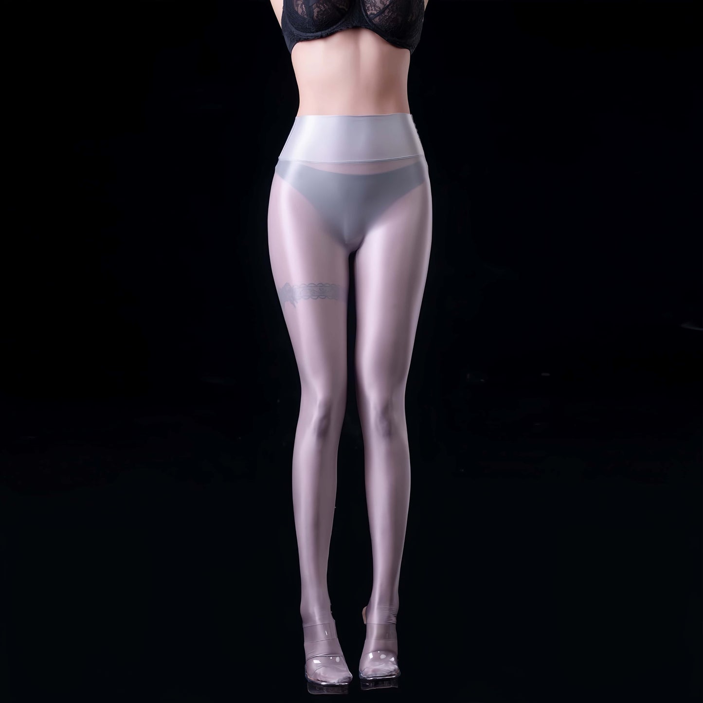 Lustre Sheer High-Waist Footed Yoga Pants – Ultra-Stretch Nylon Spandex Tights