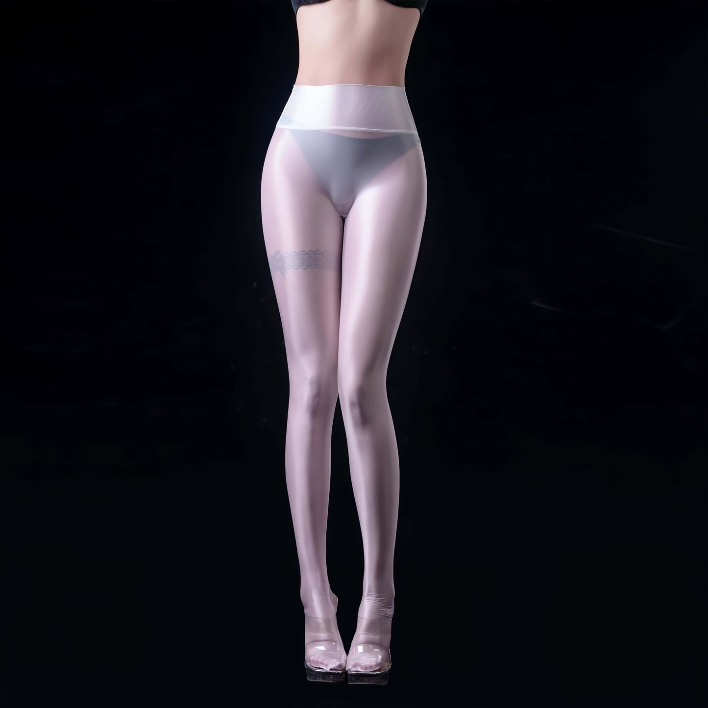 Lustre Sheer High-Waist Footed Yoga Pants – Ultra-Stretch Nylon Spandex Tights