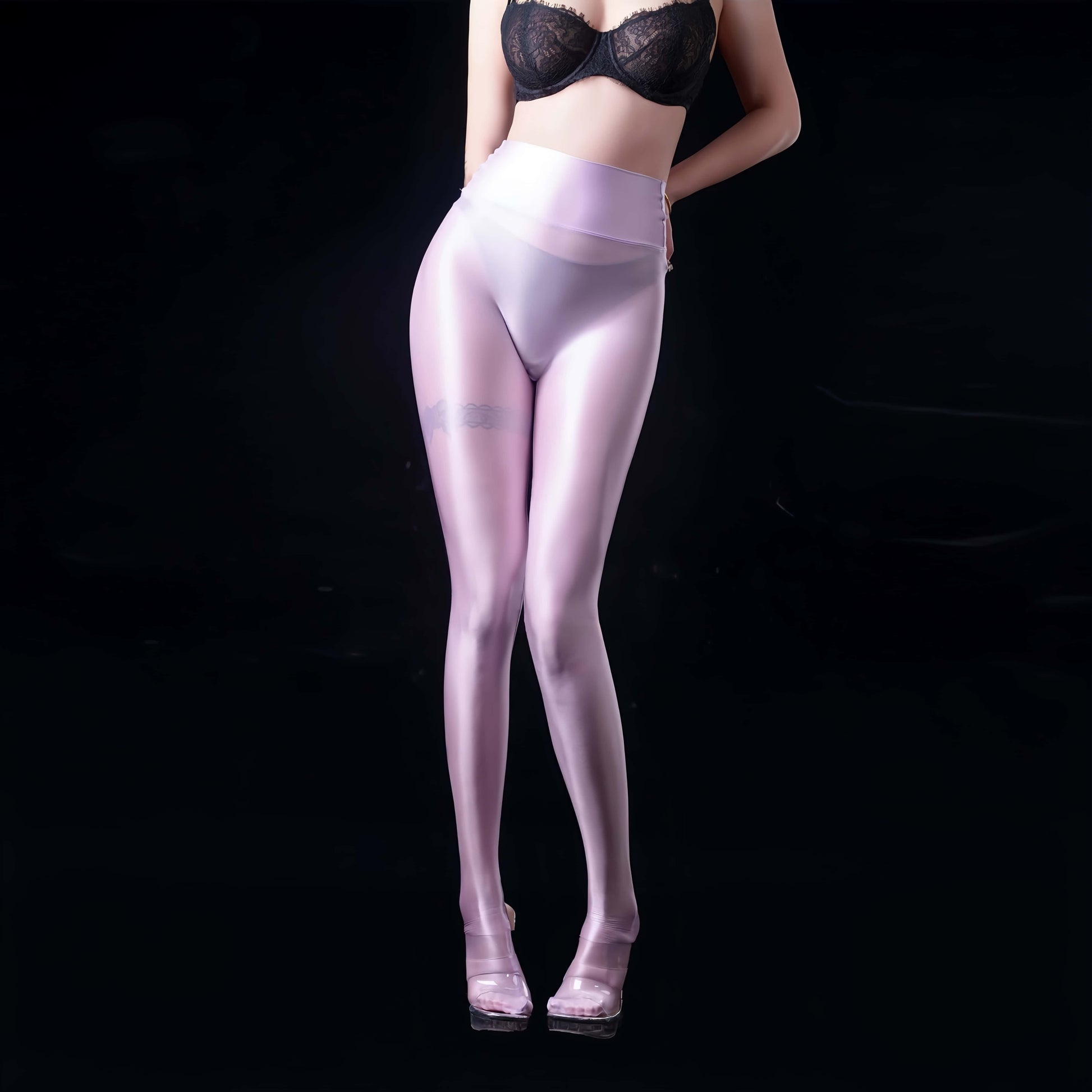 Lustre Sheer High-Waist Footed Yoga Pants – Ultra-Stretch Nylon Spandex Tights