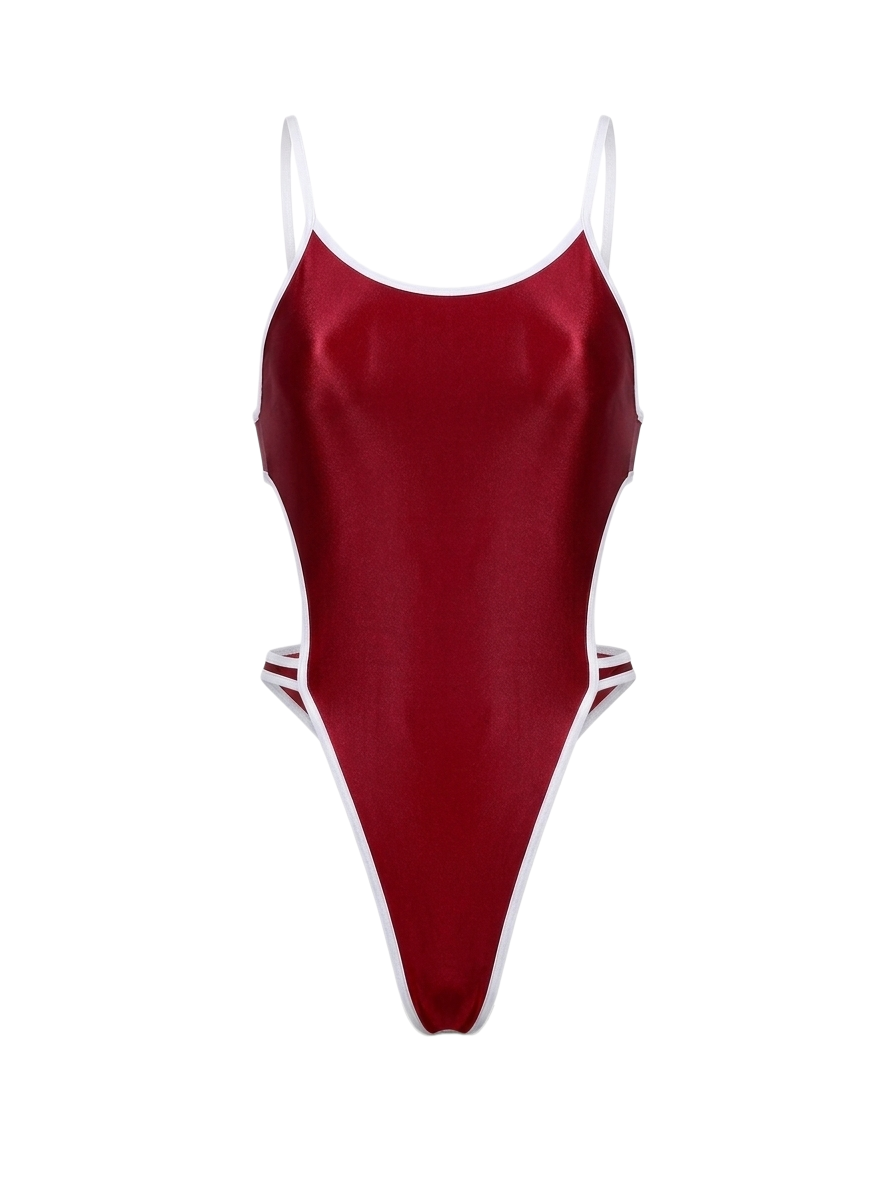 Red swimsuit with thin straps on a white background