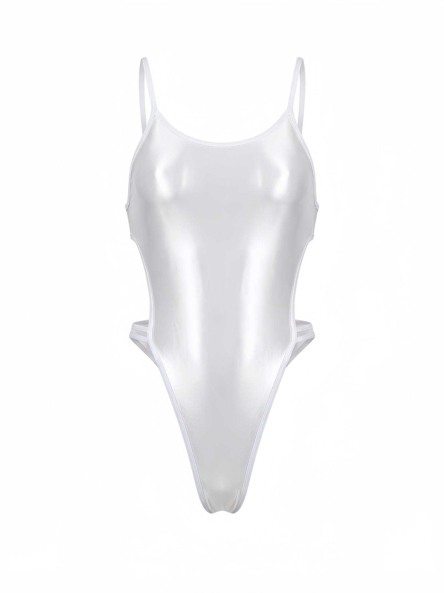 Shiny white swimsuit on a white background