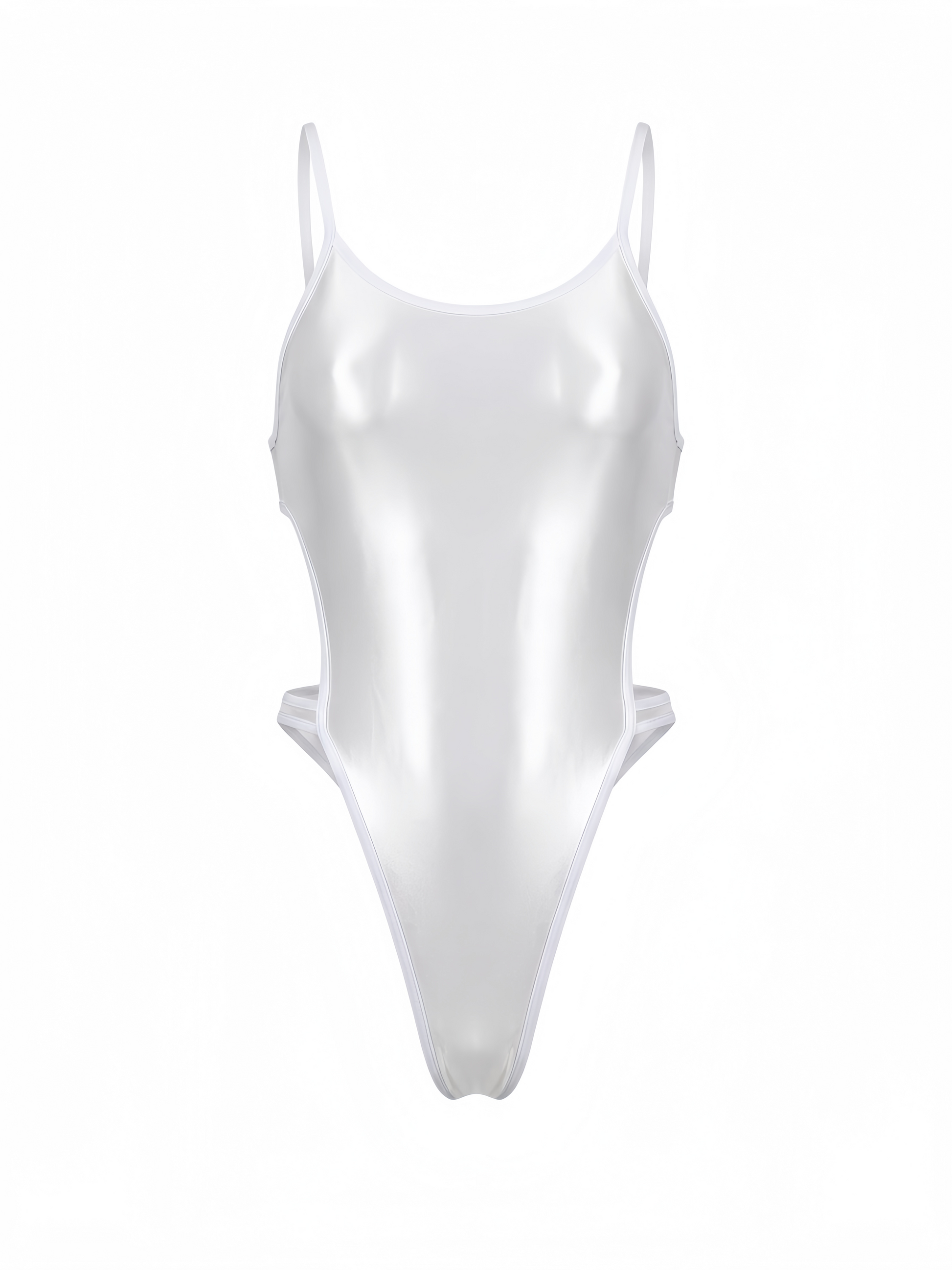 Shiny white swimsuit on a white background