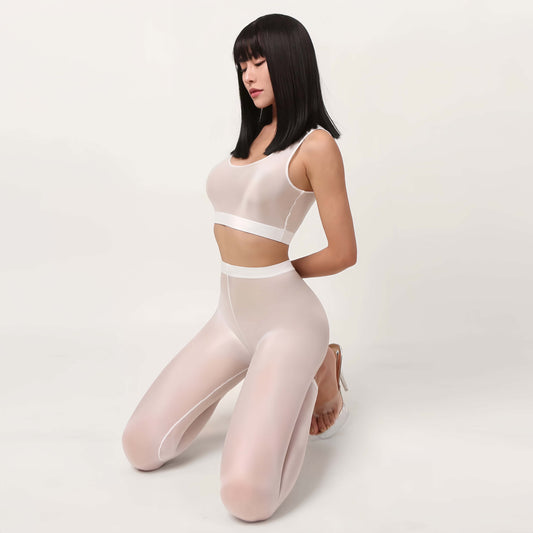 Ultra-Sheer Spandex Yoga & Bodycon Set | High-Gloss Activewear