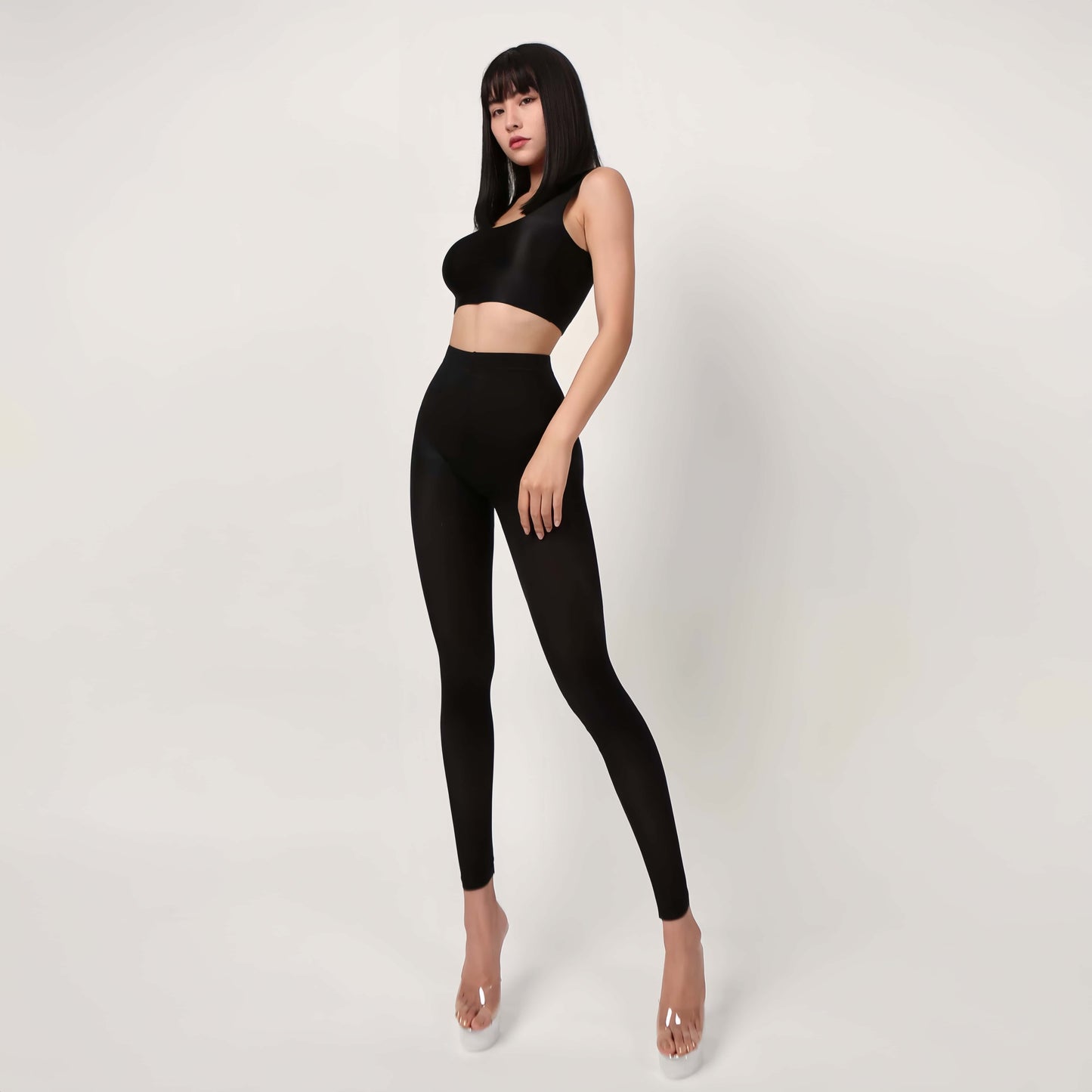 Ultra-Sheer Spandex Yoga & Bodycon Set | High-Gloss Activewear