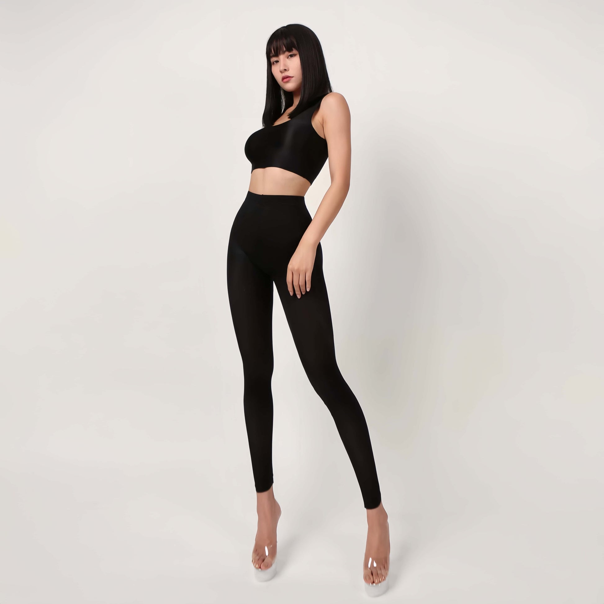 Ultra-Sheer Spandex Yoga & Bodycon Set | High-Gloss Activewear