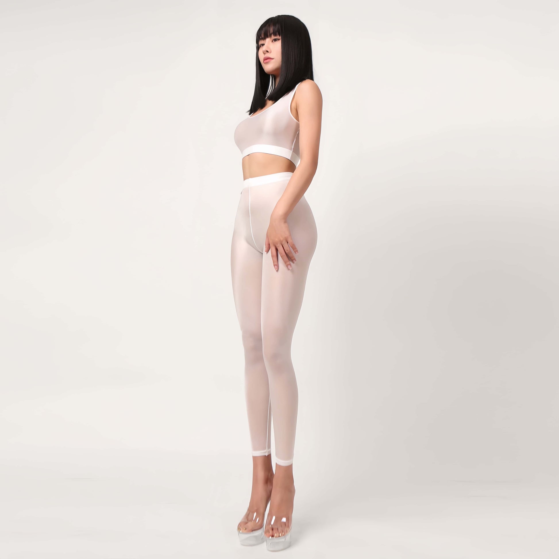Ultra-Sheer Spandex Yoga & Bodycon Set | High-Gloss Activewear