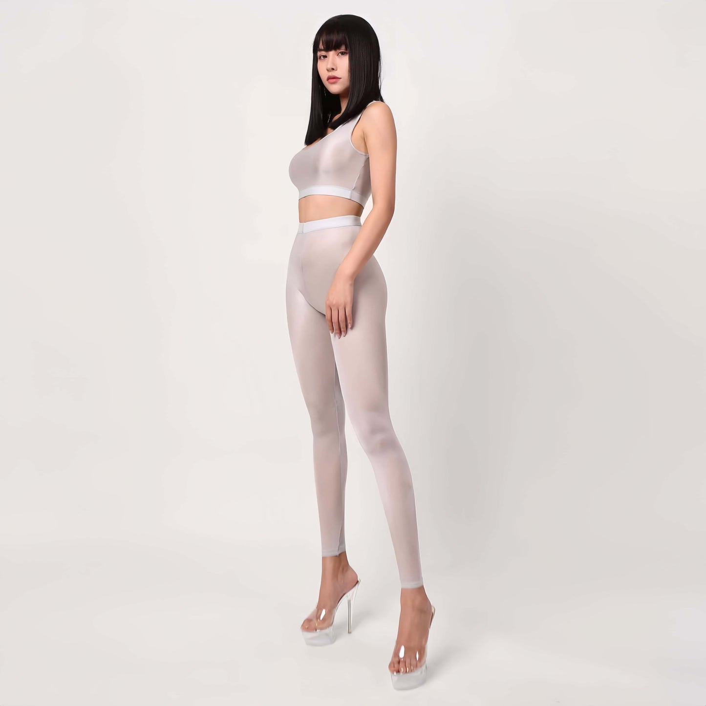 Ultra-Sheer Spandex Yoga & Bodycon Set | High-Gloss Activewear