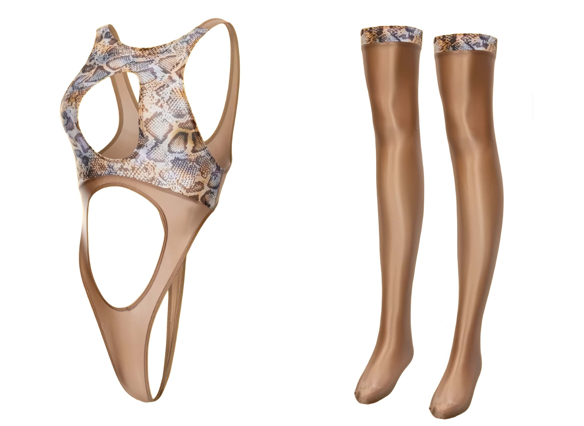 Wild Allure Cut-Out Bodysuit & Stocking Set
