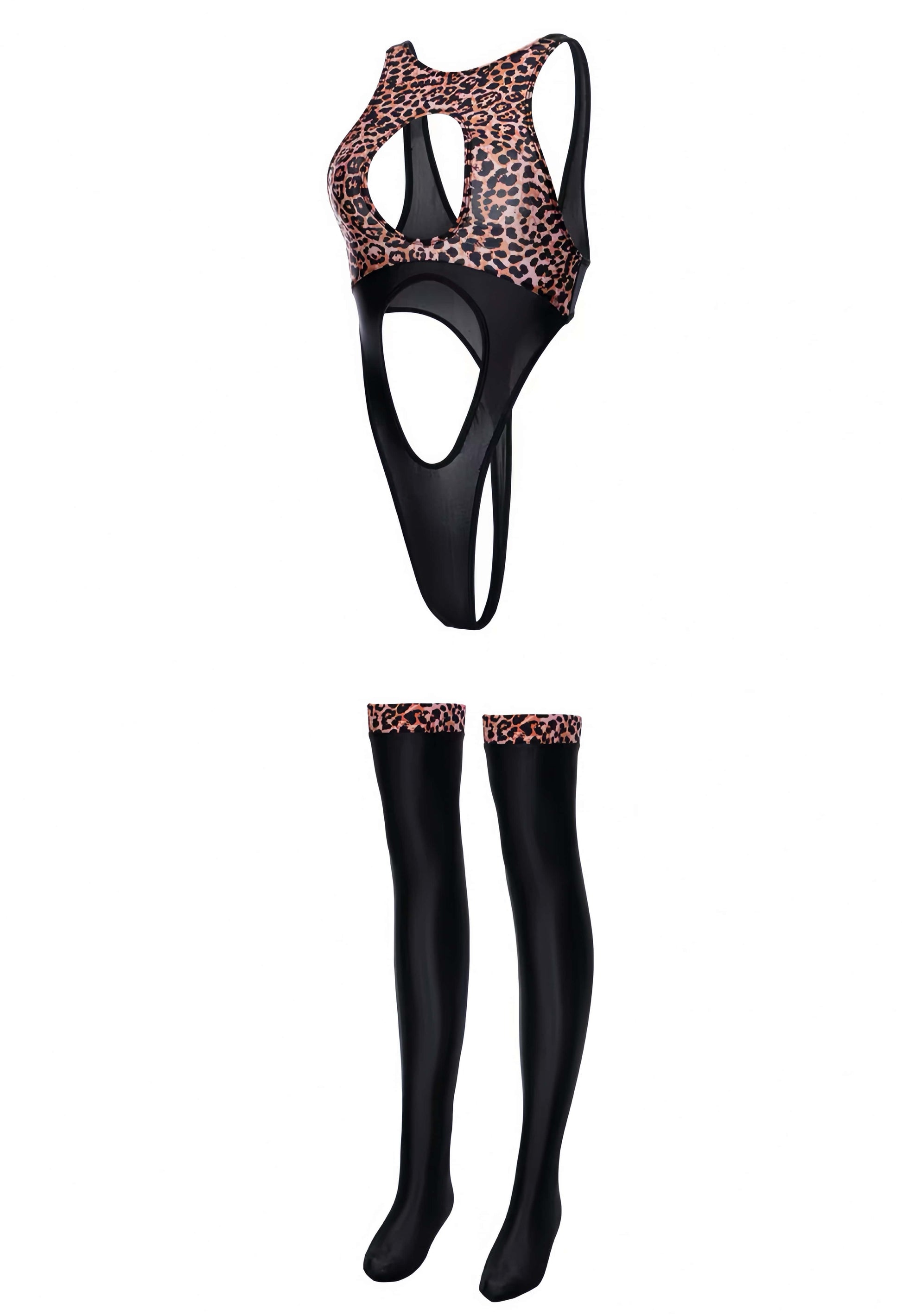 Wild Allure Cut-Out Bodysuit & Stocking Set