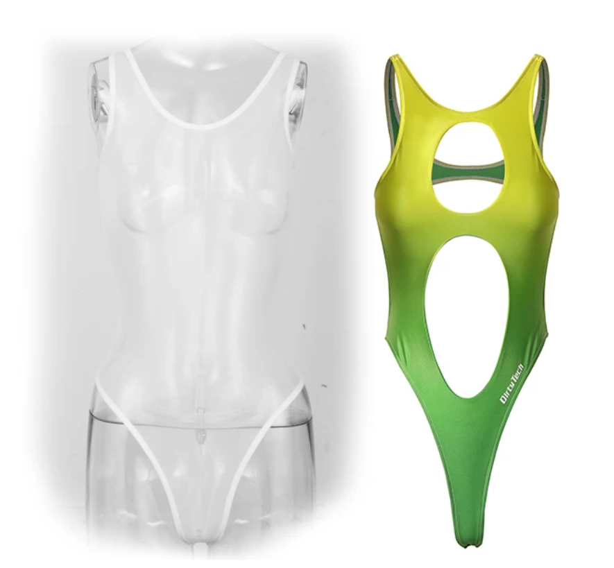 2-Piece Cutout Swimsuit & Sheer Mesh Layer Set – Spandex Monokini