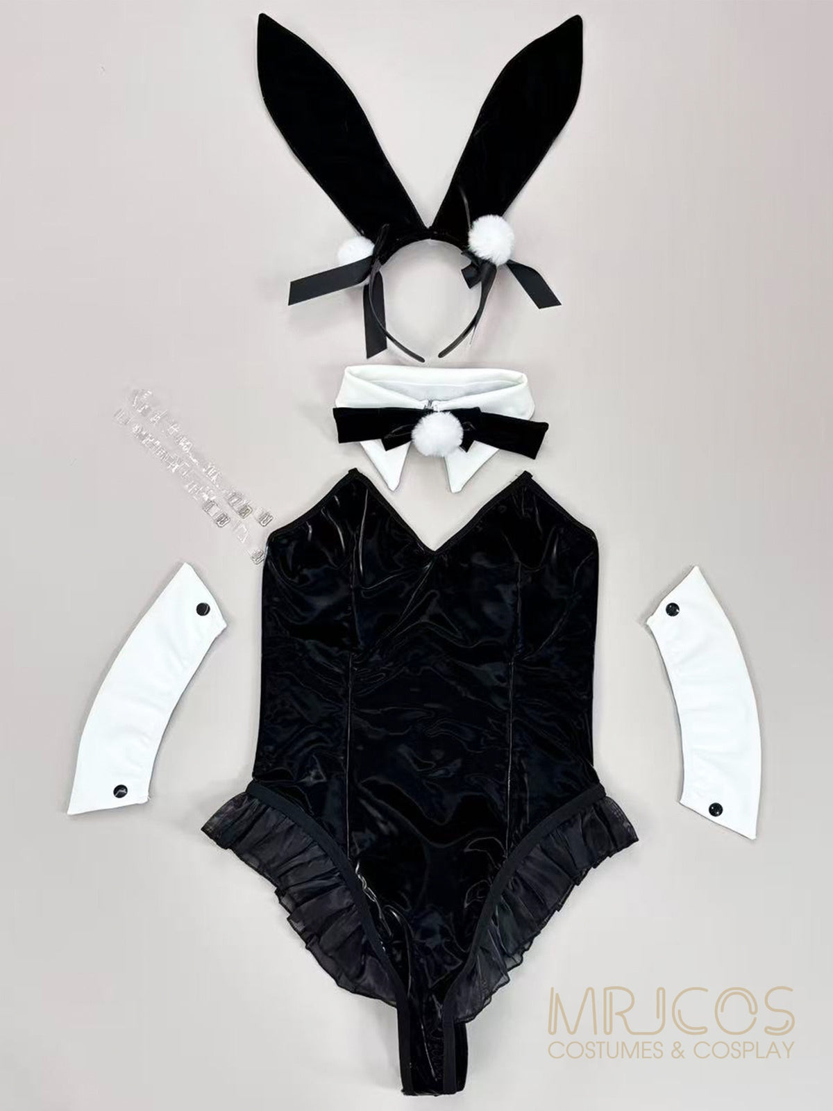 Deluxe PU Leather Bunny Cosplay Bodysuit Set