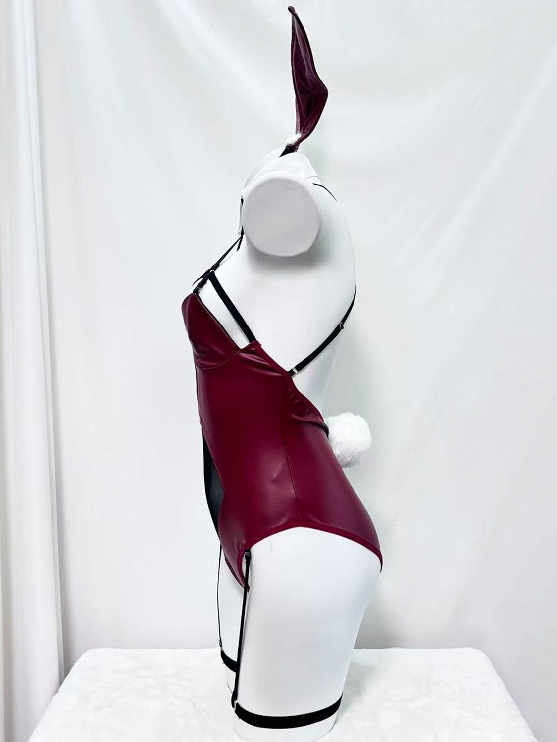 Dark Elegance PU Leather & Mesh Bunny Suit Cosplay Set – Complete Roleplay Outfit