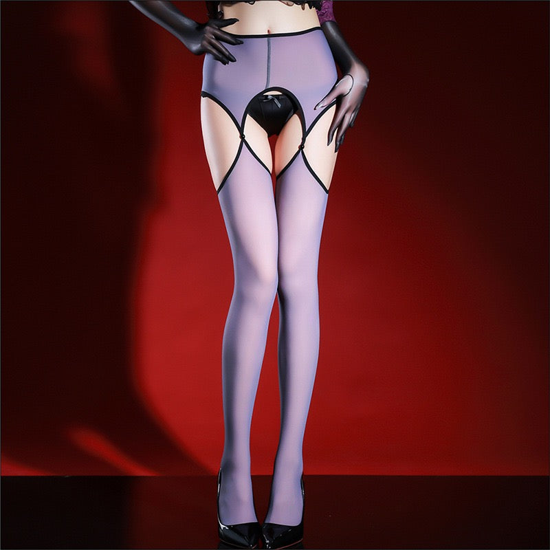 150D Faux-Garter Suspender Pantyhose – Silk-Touch Sheer Leg & High-Stretch Hosiery