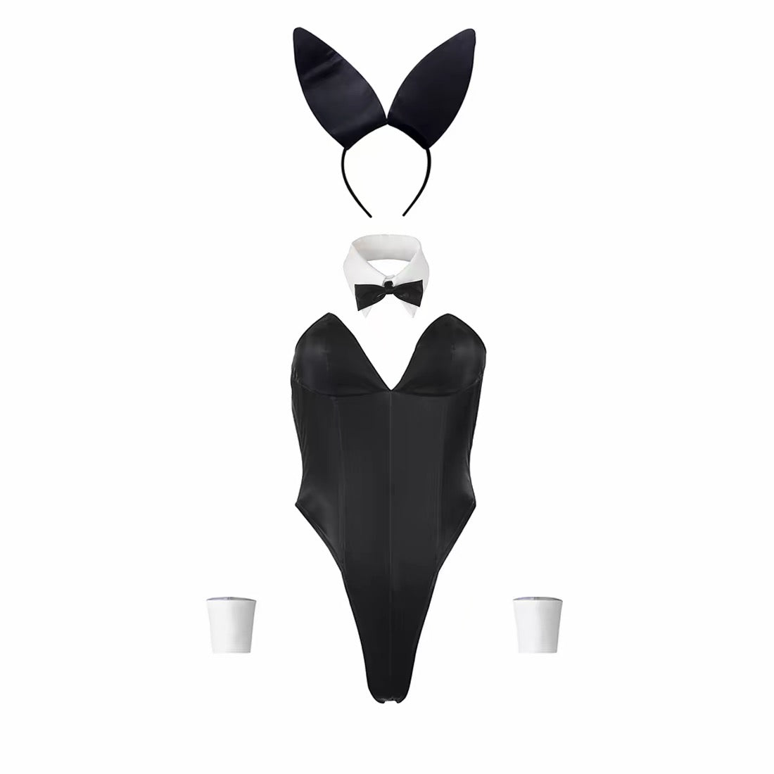 Classic Satin-Finish PU Leather Bunny Girl Cosplay Costume Set