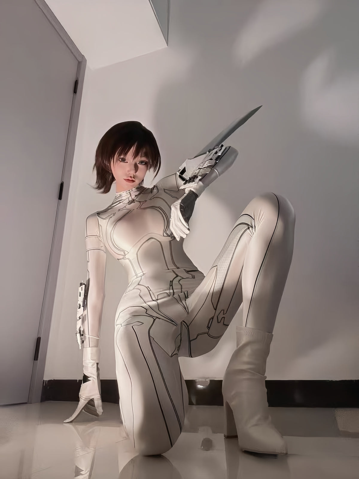 CDDP Armed to Peace Sci-Fi Mecha Tactical Cosplay Bodysuit with Gloves