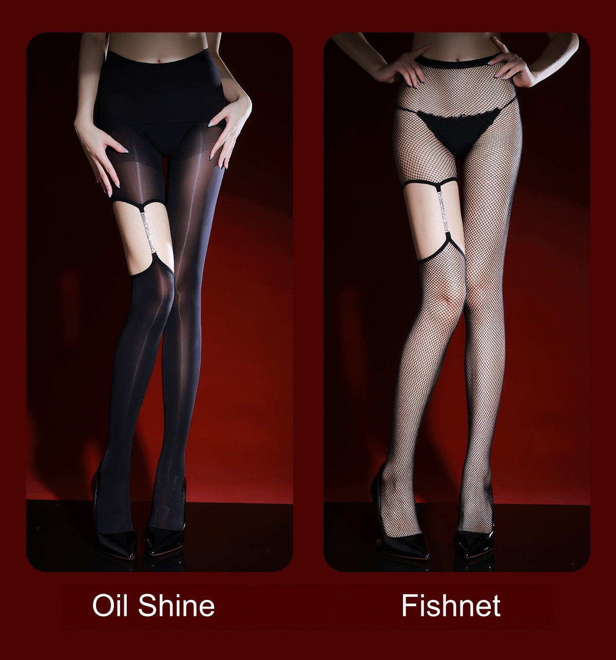 Crystal Embellished Garter Strap Pantyhose