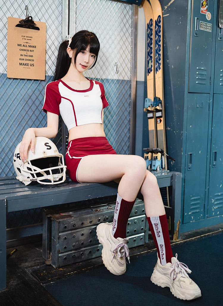 Anime Style 3-Piece Short Gymnastics Uniform Volleyball Sports Activewear