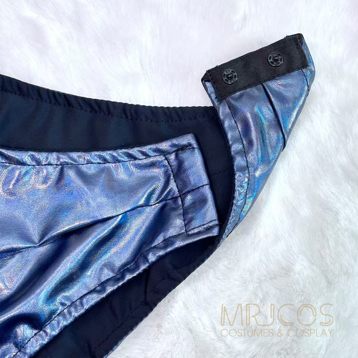 Iridescent Metallic Bunny Girl Cosplay Bodysuit Set – Holographic PU Leather Open Crotch Lingerie