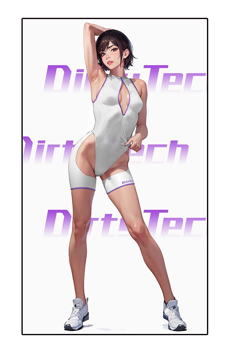 Anime Style Sexy One-piece Swimsuit Front Zipper Spandex Racing Swimwear Bodysuit