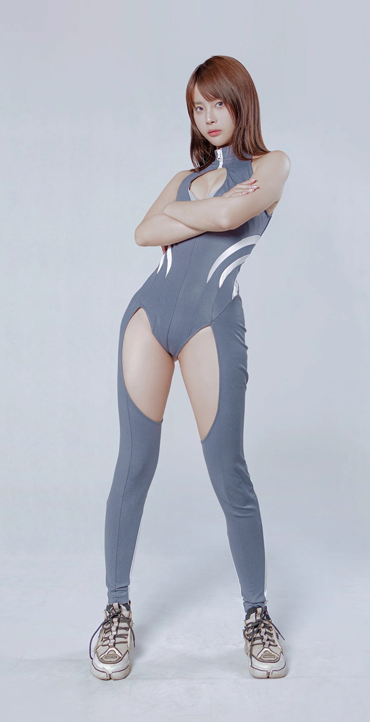 Anime Style the Gray Shark Jumpsuit Yoga Pants Full Body Sexy Fitness Active Wear