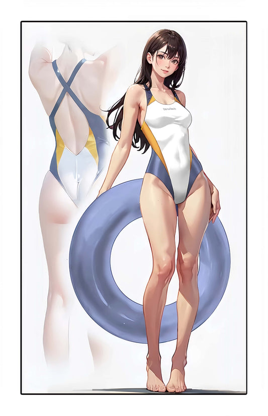 Professional Athletic One-Piece Swimsuit - Color-Block Competitive Training Swimwear