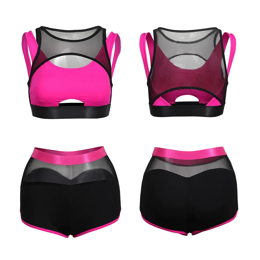 Anime Style Short Gymnastics Uniform Sheer Mesh Volleyball Sports Activewear