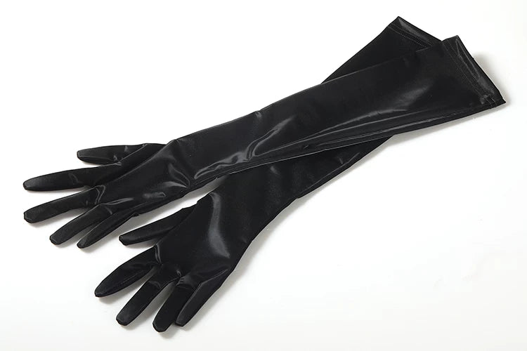 Gothic Dark PU Leather JK Uniform Lingerie Set with Sailor Collar & Thigh-Highs