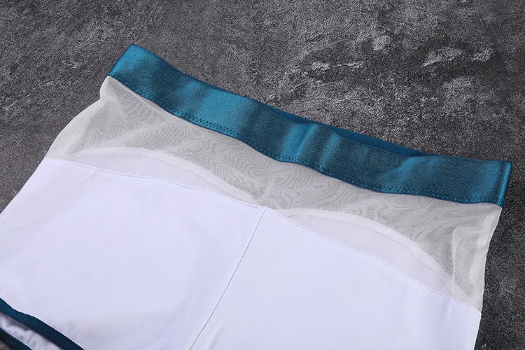 Anime Style Short Gymnastics Uniform Sheer Mesh Volleyball Sports Activewear