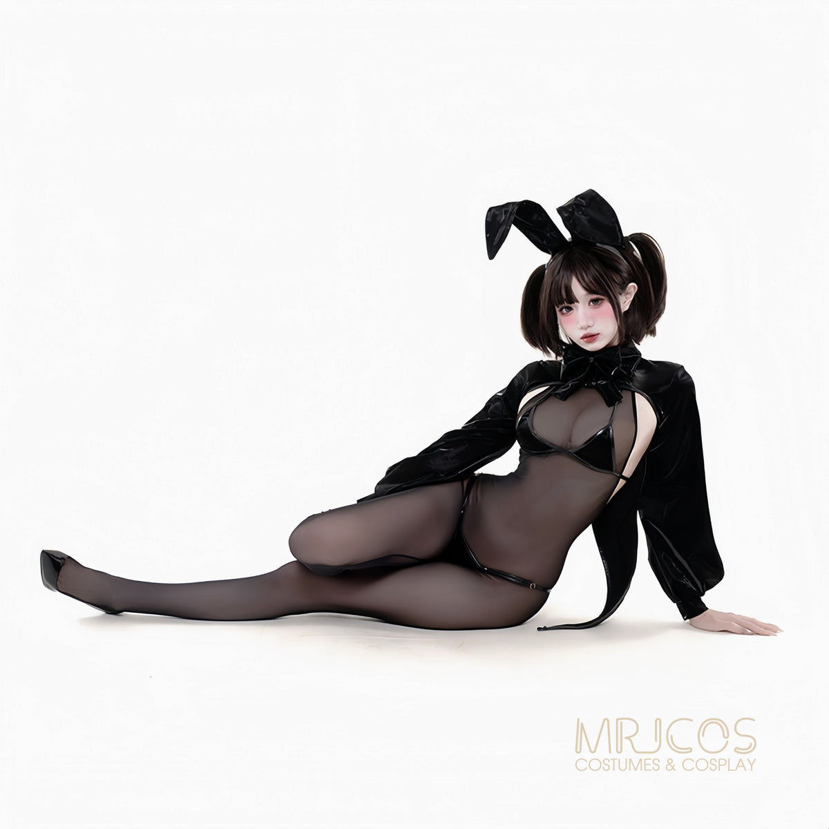 Sleek Satin PU Leather Bunny Girl Cosplay Costume Set
