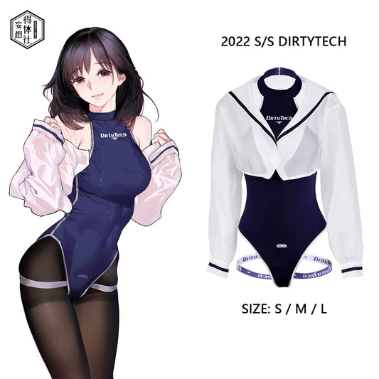 Anime Style JK One Piece Swimsuit with Jacket Spandex Racing Suit Wet Suit