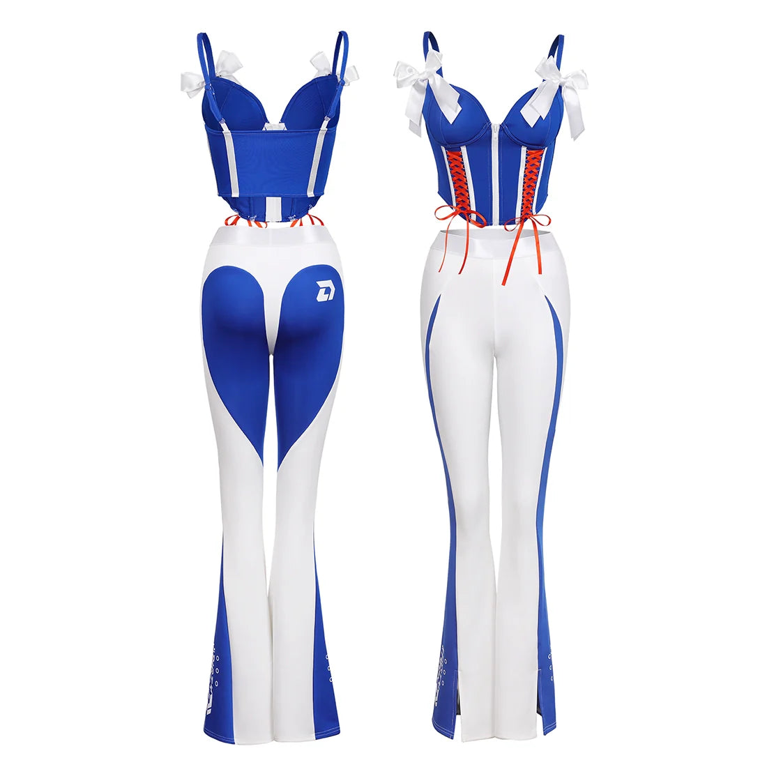 Racer Girl Cobalt Blue Corset & Bell Bottom Set Race Queen Costume Activewear