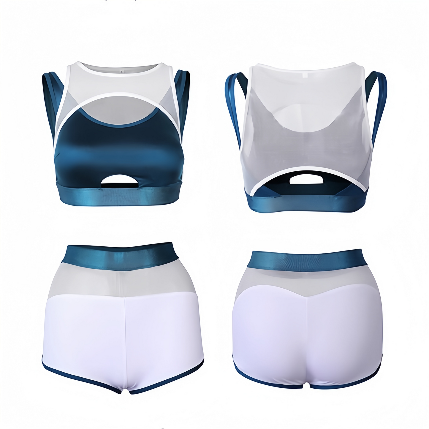 Anime Style Short Gymnastics Uniform Sheer Mesh Volleyball Sports Activewear